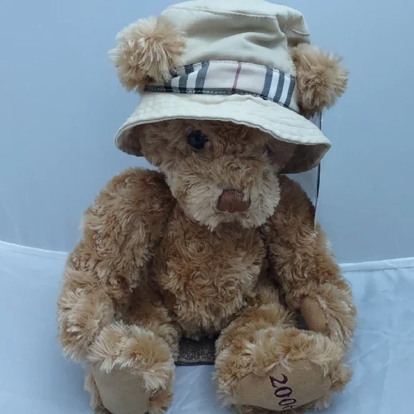 Burberry Brown Teddy Bear with Plaid Hat. Collectable Bear. - Picture 2 of 7